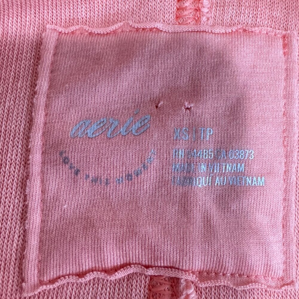 AERIE Wonder Textured V-Neck Sweatshirt in Peach - Picture 5 of 9